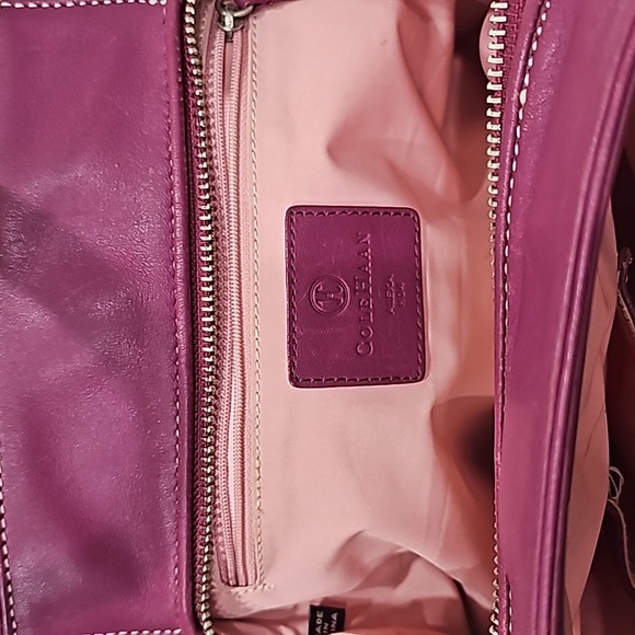 Cole Haan leather purple pink Satchel/shoulder handbag bag multiple compartments - Picture 4 of 16